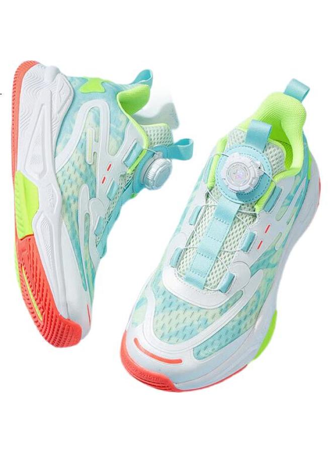 Erke Kids' Training Shoes For Boys Large Kids Summer Knob Basketball Shoes Light Pea Green/Saint Nick Blue Size 37 - Image 2