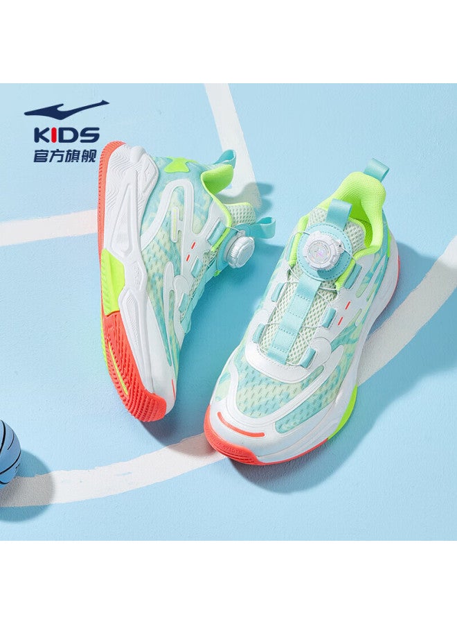 Erke Kids' Training Shoes For Boys Large Kids Summer K Basketball Shoes Light Pea Green/saint Nick Blue Size 37 - Image 1