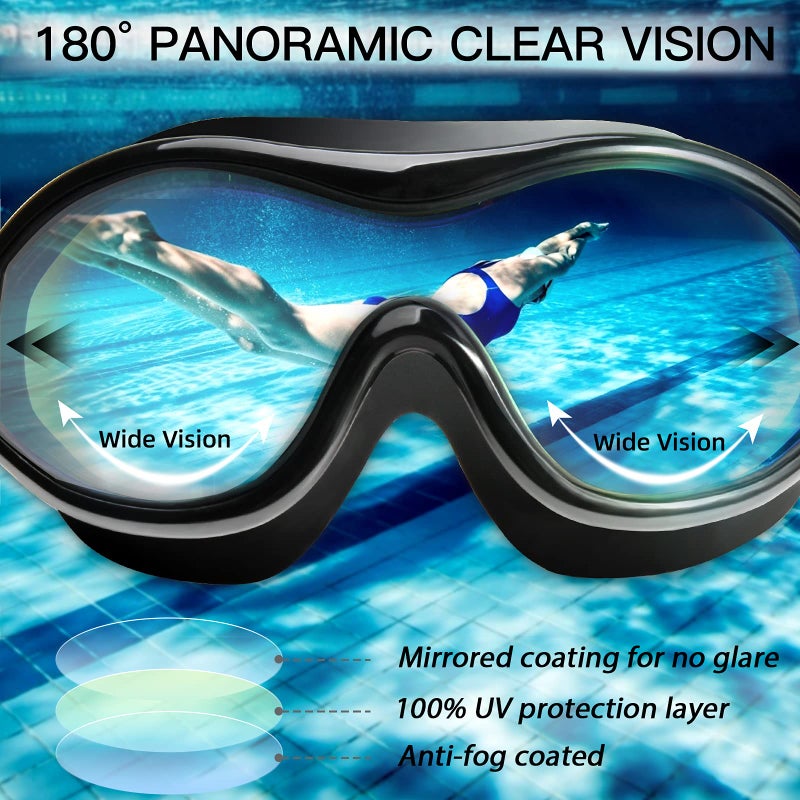 Seago Swim Goggles No Leaking Anti-Fog Swimming Goggles for Adult Men Women Youth Junior with Soft Silicone Gasket, UV Protection Waterproof 180Â° Clear Vision, Triathlon Pool Goggles Swim Glasses - Image 5