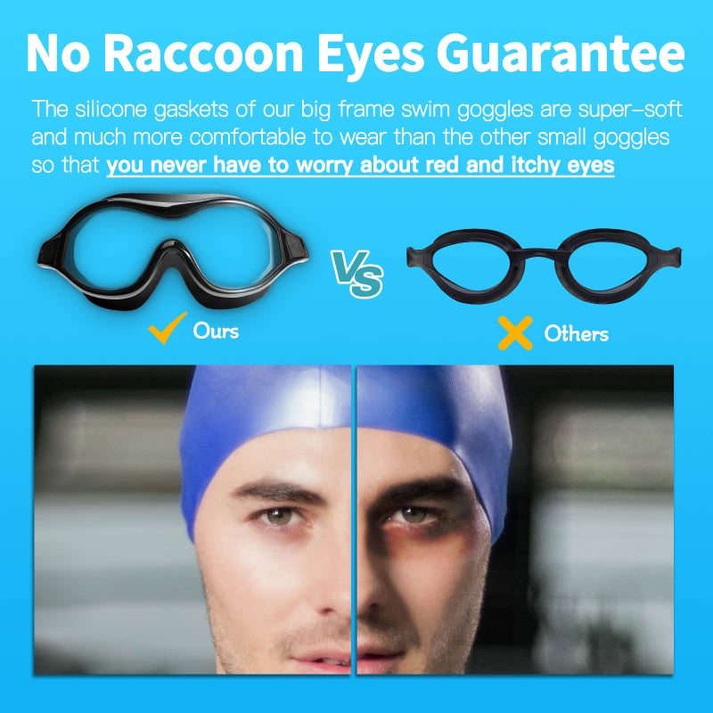 Seago Swim Goggles No Leaking Anti-Fog Swimming Goggles for Adult Men Women Youth Junior with Soft Silicone Gasket, UV Protection Waterproof 180Â° Clear Vision, Triathlon Pool Goggles Swim Glasses - Image 2