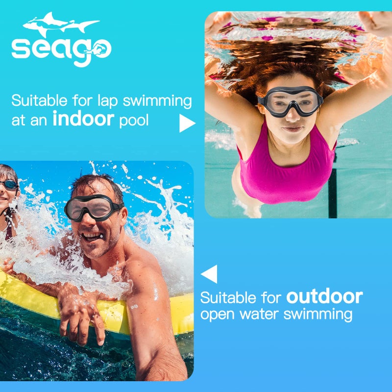 Seago Swim Goggles No Leaking Anti-Fog Swimming Goggles for Adult Men Women Youth Junior with Soft Silicone Gasket, UV Protection Waterproof 180Â° Clear Vision, Triathlon Pool Goggles Swim Glasses - Image 4