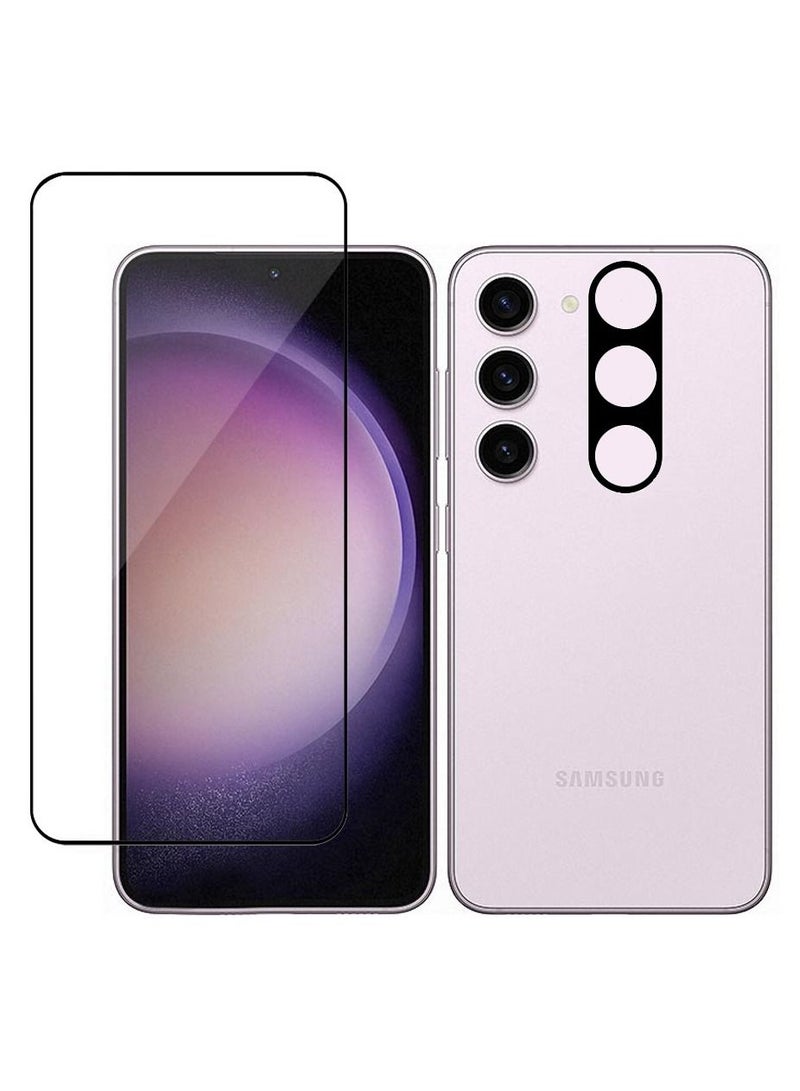 CATANES حزمة 4 لواقي شاشة سامسونج جالكسي S23 2 قطع + واقي عدسة 2 قطع زجاج مقسى HD حساس للمس يدعم بصمة الإصبع وقلم S مقاوم للخدوش تغطية كاملة - Image 2