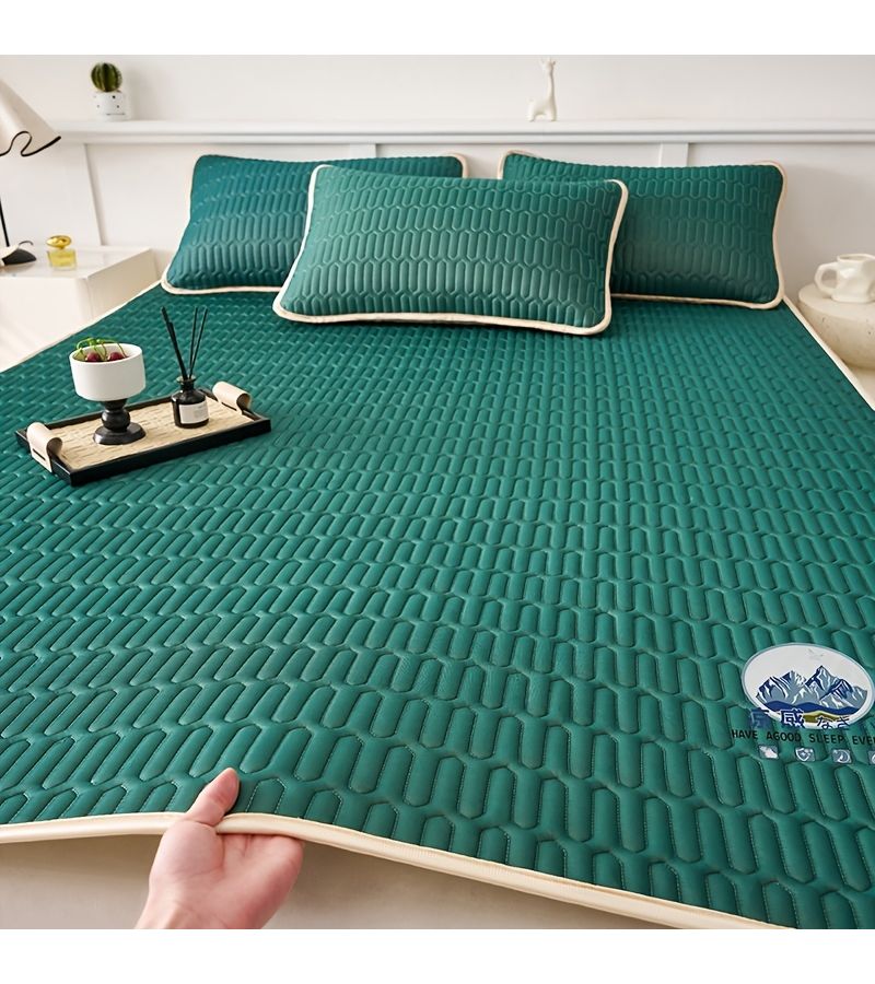 Pink Cooling Mat Ice Silky Fiber Fabric Summer Pad Breathable Waffle Weave Soft Comfortable 78.74x86.61 Inch - Image 5