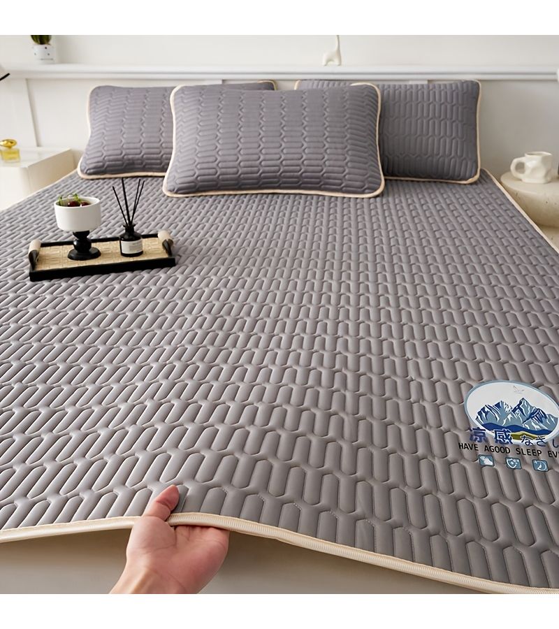 Pink Cooling Mat Ice Silky Fiber Fabric Summer Pad Breathable Waffle Weave Soft Comfortable 78.74x86.61 Inch - Image 2