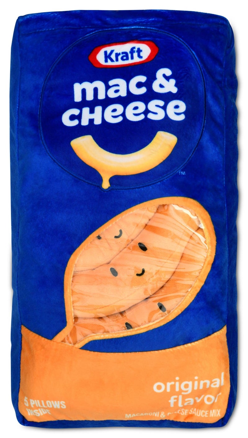 iscream Kraft Macaroni  Cheese 10 x 17 Pillow Set with 4 Plushie Macaroni Mini Pillows  Original Package