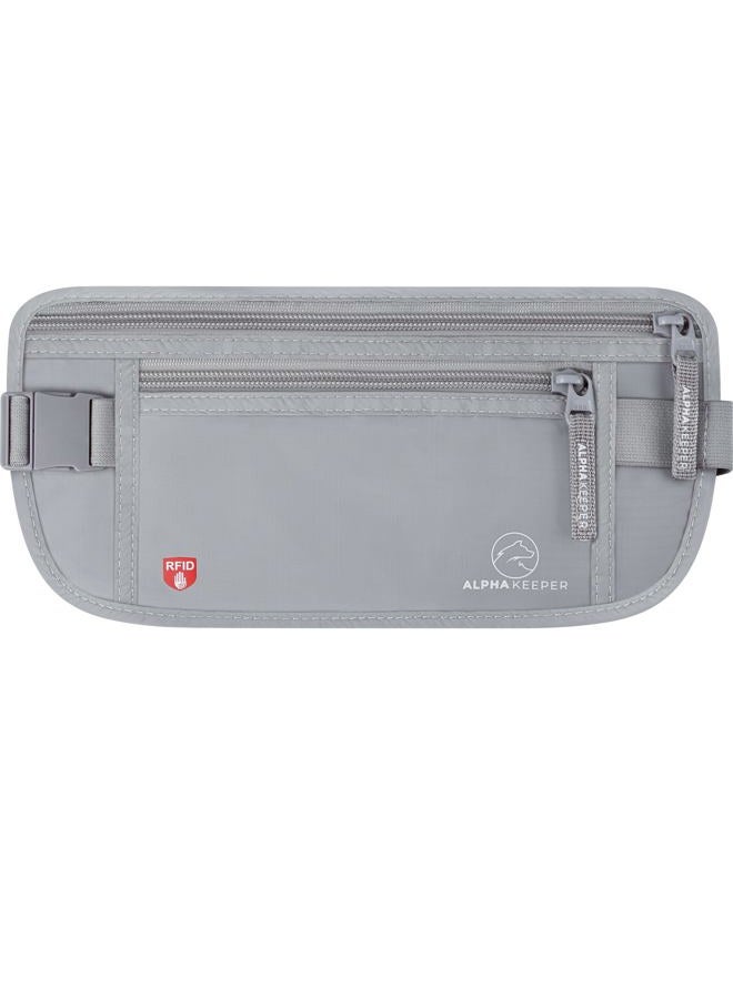 Alpha Keeper Unisex Adult Travel Wallet - RFID Protection, Grey Nylon Money Belt with Zipper Closure - Image 1