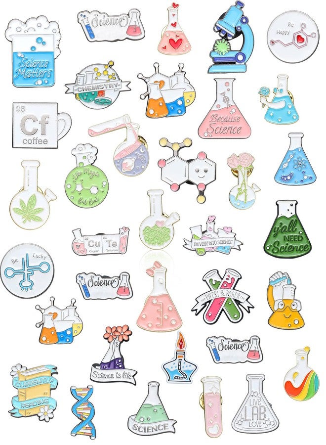 Kajaia 35 Pcs Science Enamel Pins for Badge Science Bulk Kawaii Pins Cartoon Lapel Brooch Pin for Backpacks - Image 1