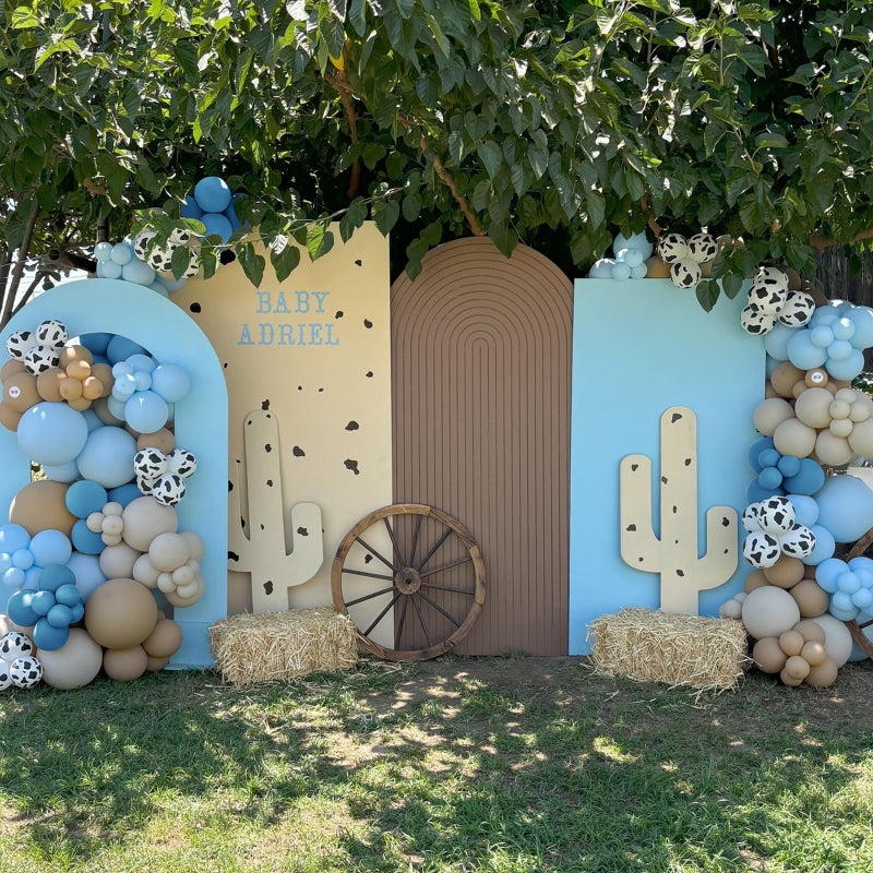 Vztipki 153 PCS Dusty Blue Cow Balloon Arch Garland Kit â€“ Dusty Blue, Pastel Blue, Brown, Cream and Cow Print Balloons for Baby Shower, Birthday, Farm, Western, and Cowboy Theme Party Decorations - Image 5