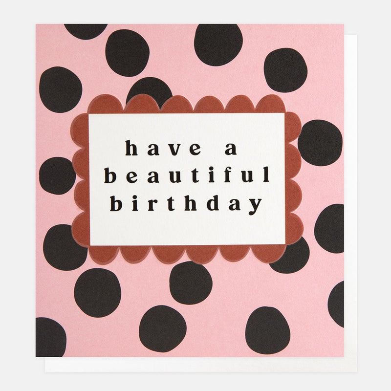 Caroline Gardner Lots of Love Pink/Black Spots Beautiful Birthday Greeting Card