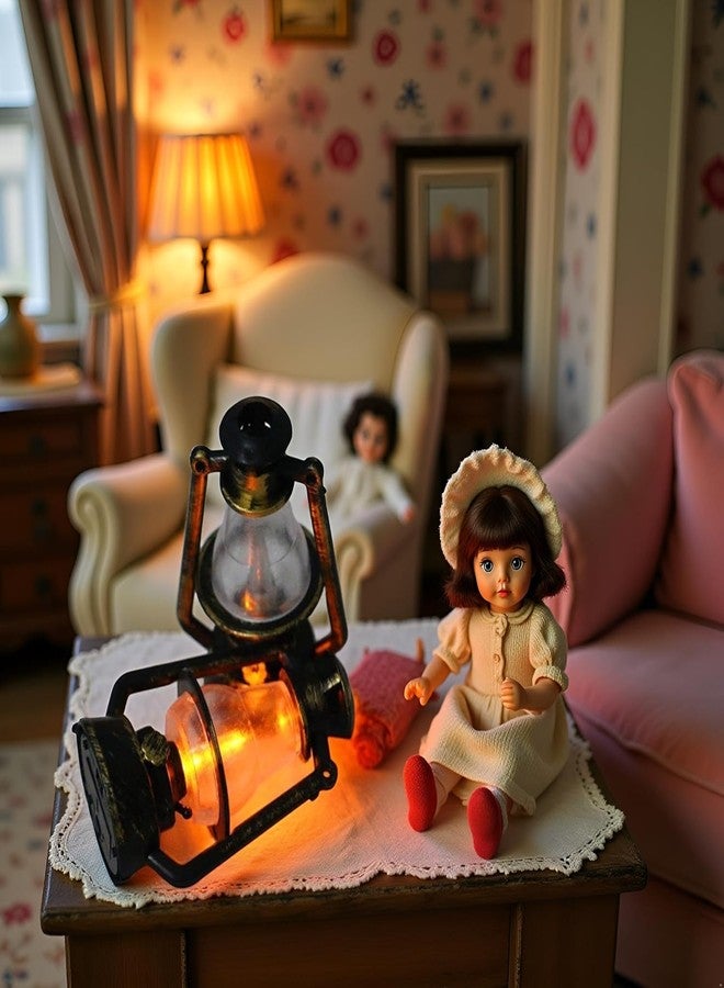 SelHeng Miniature Lamps for Dollhouse, Doll House Miniature Retro Oil Lantern Dollhouse Accessories Scene Ornaments Dollhouse Miniature Scene Model Hurricane Lantern Kerosene Lamp, Decorations - Image 4