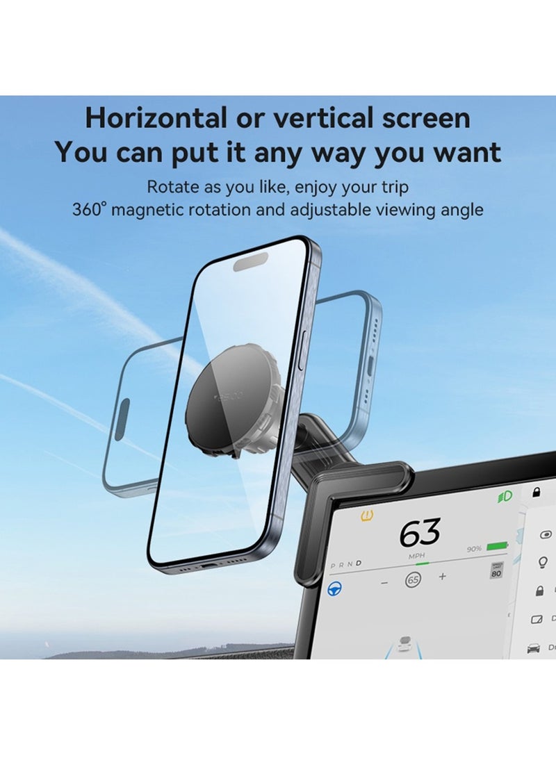 Yesido C212 360 Adjustable Built-in Base Locking Knob Floating Screen Snap-on Magnet Car Phone Holder - Black - Image 3