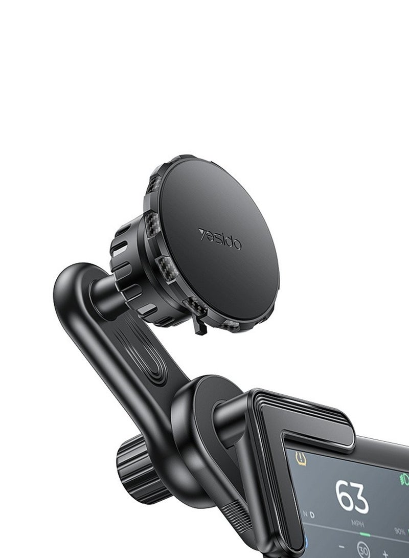 Yesido C212 360 Adjustable Built-in Base Locking Knob Floating Screen Snap-on Magnet Car Phone Holder - Black - Image 1