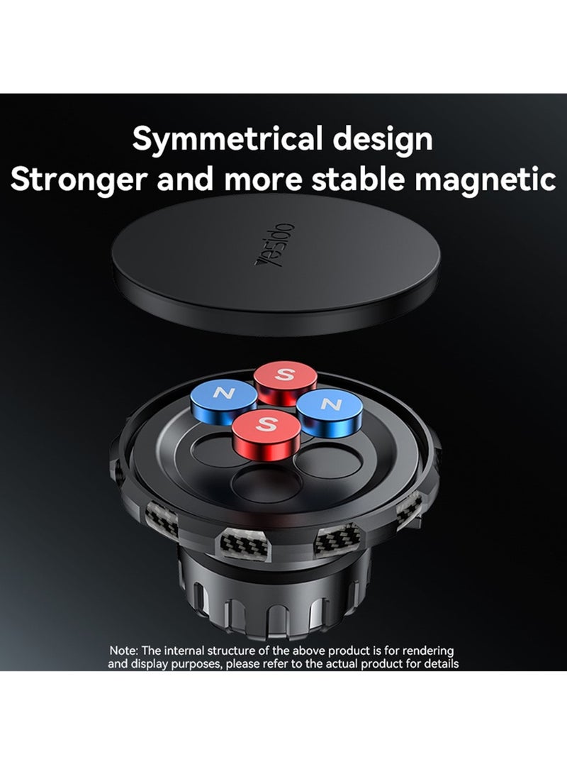 Yesido C212 360 Adjustable Built-in Base Locking Knob Floating Screen Snap-on Magnet Car Phone Holder - Black - Image 5