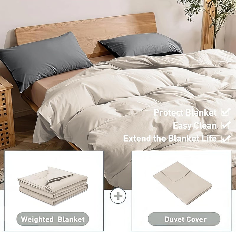 Weighted Idea Cool Removable Duvet Cover 60''x80'' for Weighted Blanket (Soft and Fabric, White Grey) - Image 4