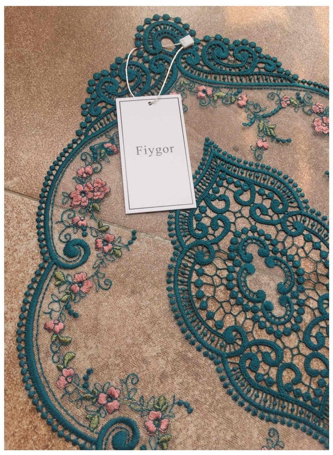 Fiygor 2Pack 12x18-in Retro Lace Placemats, French Crochet Doilies, Handmade Embroidered Table Mats, Green - Image 3
