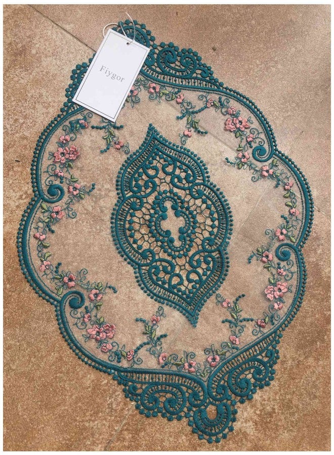 Fiygor 2Pack 12x18-in Retro Lace Placemats, French Crochet Doilies, Handmade Embroidered Table Mats, Green - Image 5