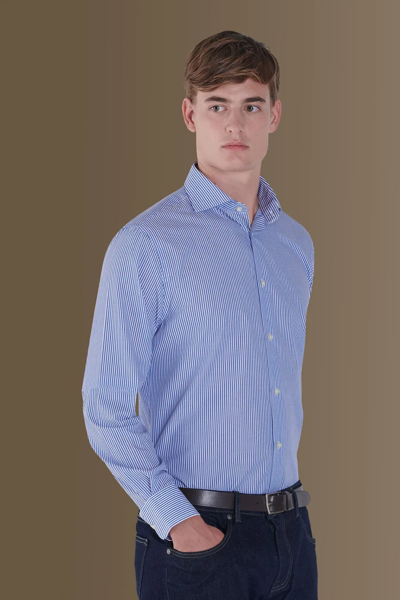 Long sleeve french collar shirt - Blue