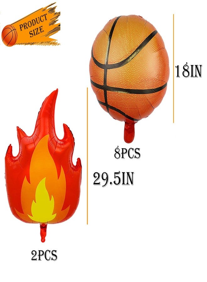 Chictry 10 Pcs Basketball & Fire Flame Balloons Set Sports Theme Party Supplies Baby Shower Boys and Men's Birthdays Decorations - Image 3