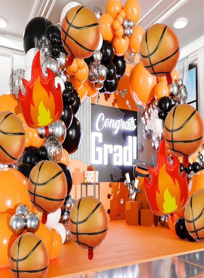 Chictry 10 Pcs Basketball & Fire Flame Balloons Set Sports Theme Party Supplies Baby Shower Boys and Men's Birthdays Decorations - Image 4