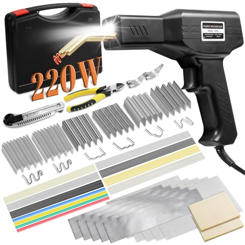 Miotorio 220w Plastic WelderUpgraded 2 in 1 Plastic Welding KitPlastic Repair Kit 1000pcs Hot Staples 92pcs Plastic Welding Rods for Car Bumper Plastic Crack RepairBlack - Image 1