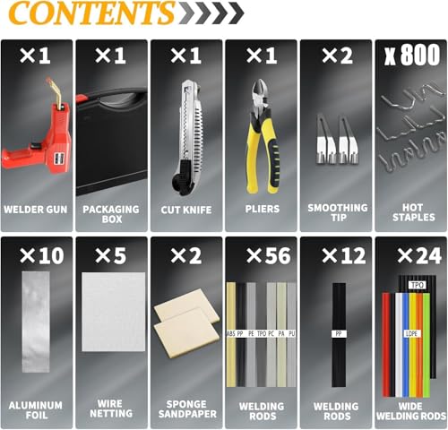 Miotorio 220w Plastic WelderUpgraded 2 in 1 Plastic Welding KitPlastic Repair Kit 1000pcs Hot Staples 92pcs Plastic Welding Rods for Car Bumper Plastic Crack RepairBlack - Image 3