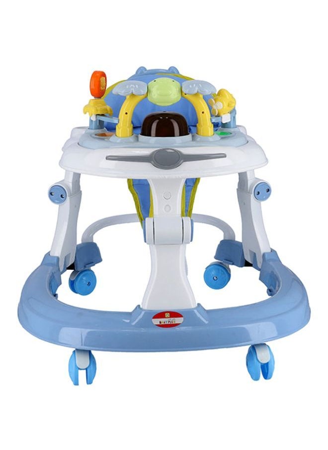 BABY PLUS - مشاية أطفال 2 في 1 دائرية للأنشطة مع 3 ارتفاعات قابلة للتعديل وشريط ألعاب موسيقية، للأطفال من سن 6 إلى 18 شهرًا للأولاد والبنات - أزرق - Image 1