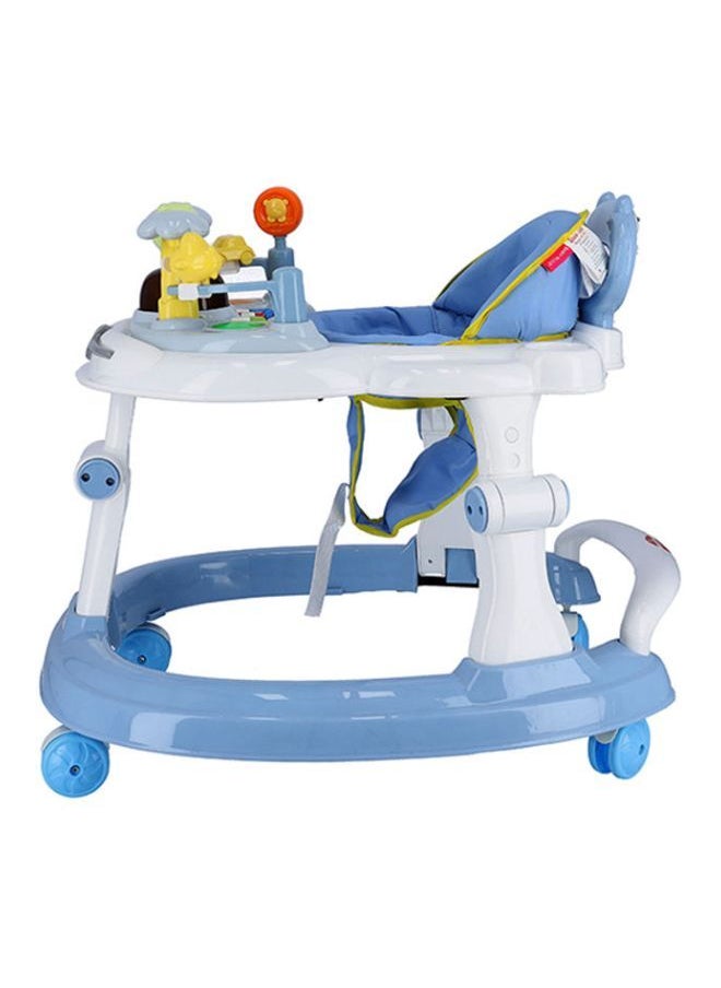 BABY PLUS - مشاية أطفال 2 في 1 دائرية للأنشطة مع 3 ارتفاعات قابلة للتعديل وشريط ألعاب موسيقية، للأطفال من سن 6 إلى 18 شهرًا للأولاد والبنات - أزرق - Image 1