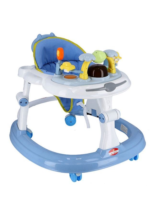 BABY PLUS - مشاية أطفال 2 في 1 دائرية للأنشطة مع 3 ارتفاعات قابلة للتعديل وشريط ألعاب موسيقية، للأطفال من سن 6 إلى 18 شهرًا للأولاد والبنات - أزرق - Image 1
