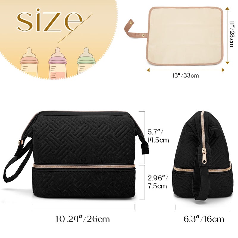 Fasrom Wearable Breast Pump Bag Compatible with Momcozy, Medela and Elvie Pumps, Double Layer Pump Carrying Case with Waterproof Mat and Insulated Pockets for Working Moms, Black (Bag Only) - Image 5