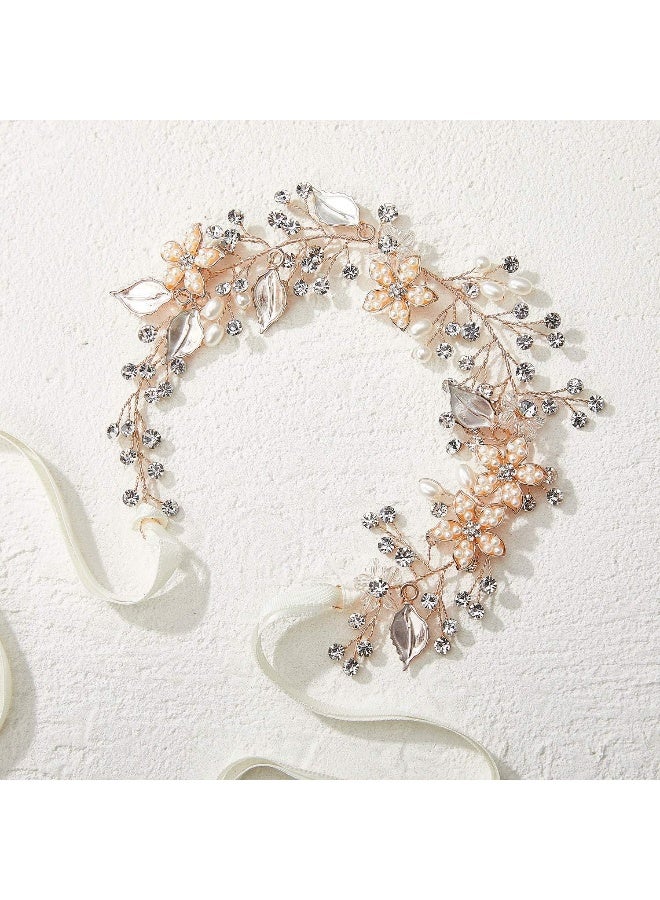 SWEETV Flower Girl Headband for Wedding, Baby's Breath Hair Piece, Rose Gold Headpiece for Birthday Party, Photography - Image 4