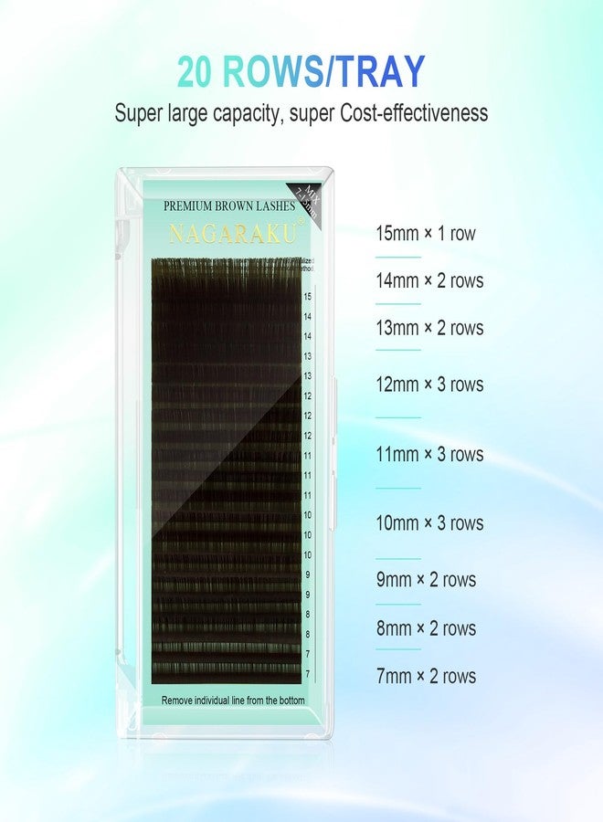 NAGARAKU Natural Brown Color Eyelash Extensions 0.07mm B curl 7-15mm Mix Tray Individual Lashes Classic Faux Mink Volume 20 rows Soft Eyelash Supplies - Image 5