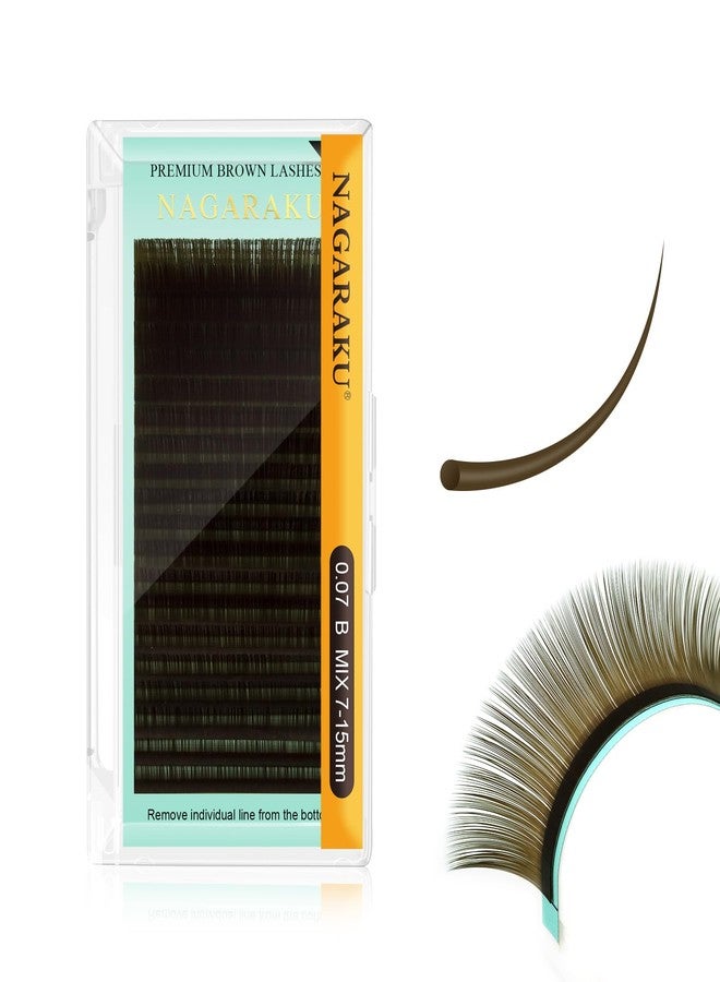 NAGARAKU Natural Brown Color Eyelash Extensions 0.07mm B curl 7-15mm Mix Tray Individual Lashes Classic Faux Mink Volume 20 rows Soft Eyelash Supplies - Image 1