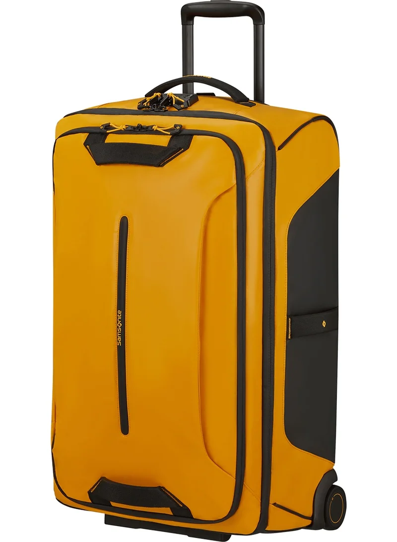 Ecodiver Wheeled Duffle Bag 67 cm / 24 inch, Yellow|Reflective Pattern|TSA Lock|ID Tag|Spacious Interior|Water Repellent Material|Recyclex Material Technology - 2 Years International Warranty