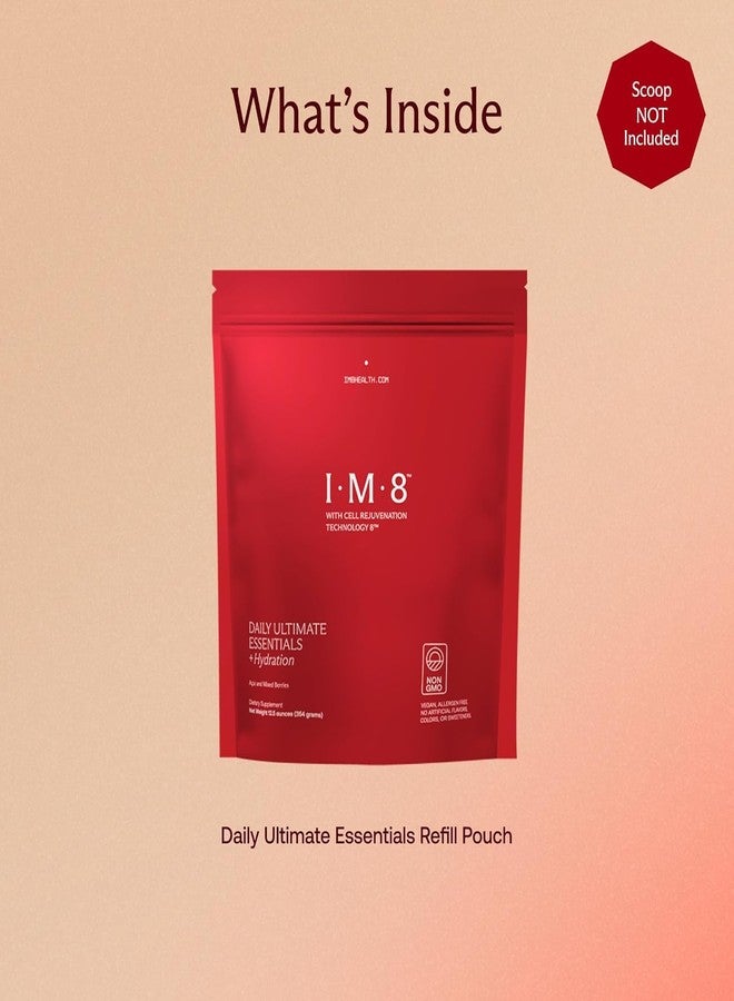 IM8 Daily Ultimate Essentials All-in-One Multivitamin Supplement Powder Bag, 92 Nutrient Rich Ingredients CoQ10, Probiotics, Vitamins, Greens, Gluten Free, Vegan, Acai Mixed Berry, 12.5oz, 30 Servings - Image 2