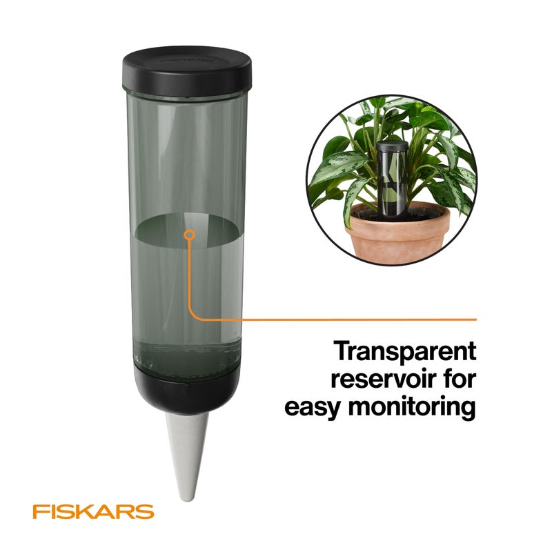 Fiskars LifeWell Watering Spike, Self-Watering System for Indoor Plants, Continuous Hydration Vacation Care & Travel, Porous Ceramic Cone Slow Release, 11.75 oz Capacity, Black - Image 5