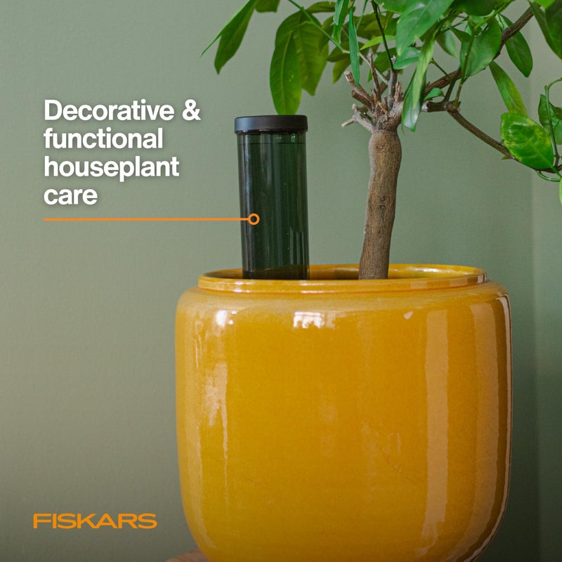 Fiskars LifeWell Watering Spike, Self-Watering System for Indoor Plants, Continuous Hydration Vacation Care & Travel, Porous Ceramic Cone Slow Release, 11.75 oz Capacity, Black - Image 2