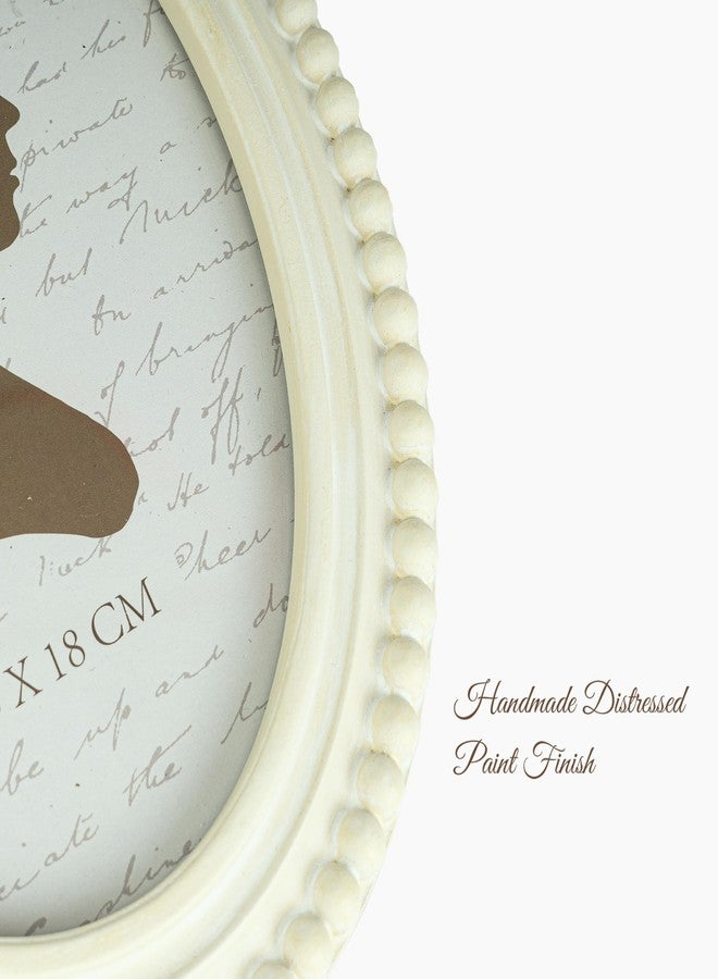 Sunlit Vintage Picture Frame 5x7 Inch with Beaded Border, Oval Luxury Antique Photo Frames with Glass Front, Boho Photo Display, Tabletop Wall Hanging, Gift Idea, Distressed White - Image 5