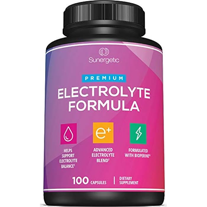 Sunergetic Premium Electrolyte Capsules – Support for Keto, Low Carb, Rehydration & Recovery - Electrolyte Replacement Tablets – Includes Electrolyte Salts, Magnesium, Sodium, Potassium – 100 Capsules - Image 1