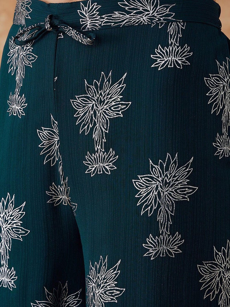 rytras Women Rayon's Printed Alia Cut Kurta and Palazzos Set (Green,Small) - Image 5