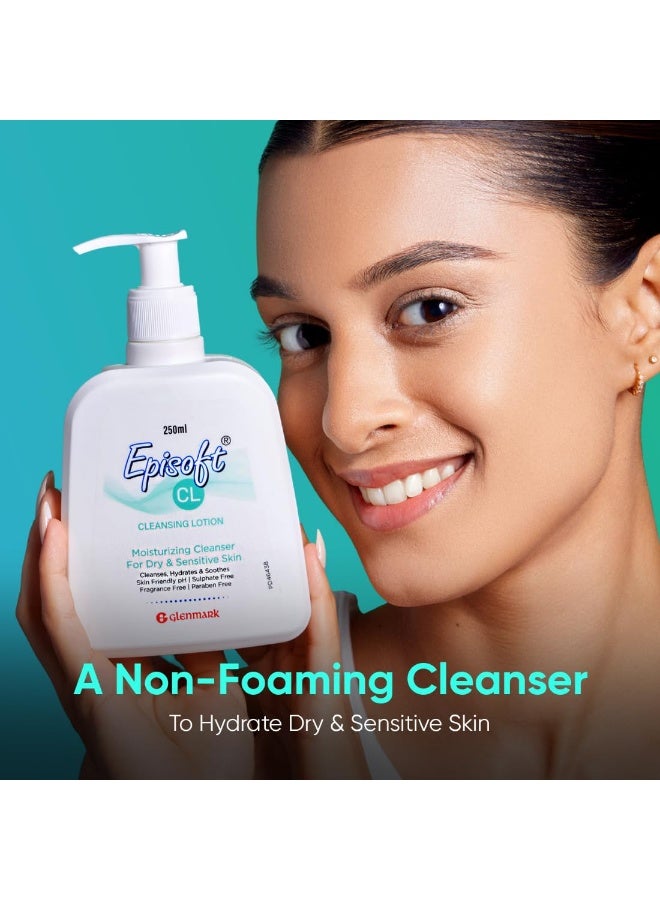 إيبيسوفت لوشن التنظيف Episoft CL | للبشرة الجافة والحساسة | منظف يومي لطيف للوجه (للرجال والنساء) | موصى به من قِبَل أطباء الجلدية | 250 مل - Image 2