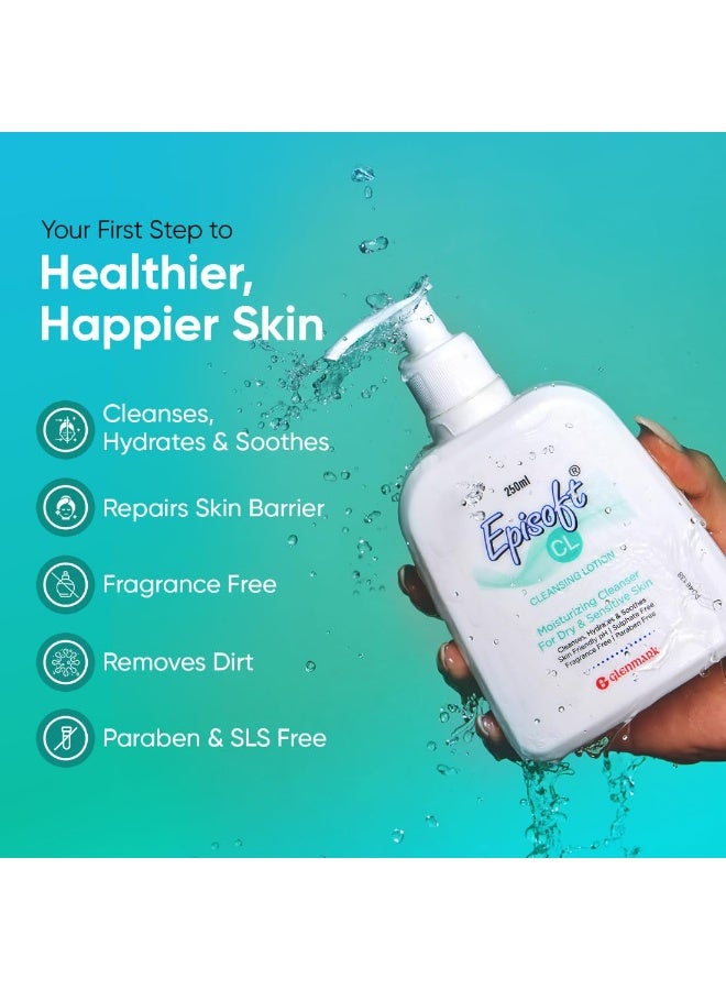 إيبيسوفت لوشن التنظيف Episoft CL | للبشرة الجافة والحساسة | منظف يومي لطيف للوجه (للرجال والنساء) | موصى به من قِبَل أطباء الجلدية | 250 مل - Image 3