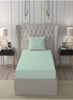 Raymond Raymond Home Single Sheet 120 Thread Count Luxirious Mercerised 100% Cotton Bedding Solid Pre Shrunk Percale Finish Bed Linen 2 Bedsheet and 2 Pillow Case - Light Sky Blue (152 * 229 CM)  - Image 1