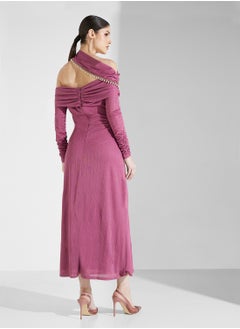 Threadz by Ajooni Embellished Asymmetric Neck Dress  - Image 2
