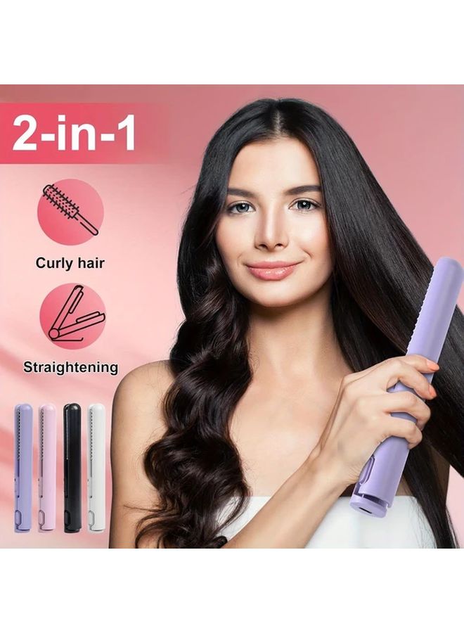 Purple 2 In 1 Curling Iron And Straightener Quick Heat USB Powered For All Hair Types - Image 2