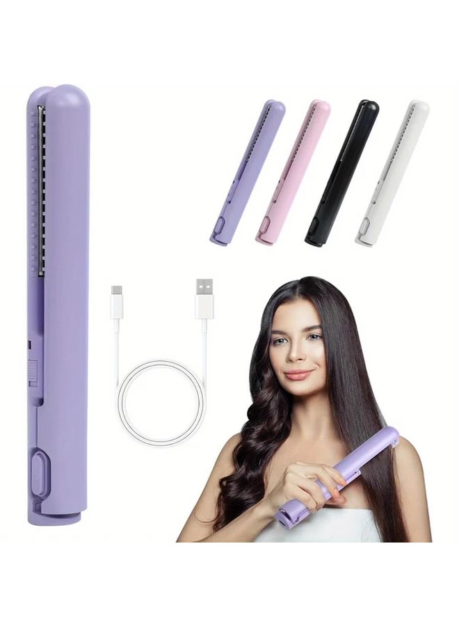 Purple 2 In 1 Curling Iron And Straightener Quick Heat USB Powered For All Hair Types - Image 1