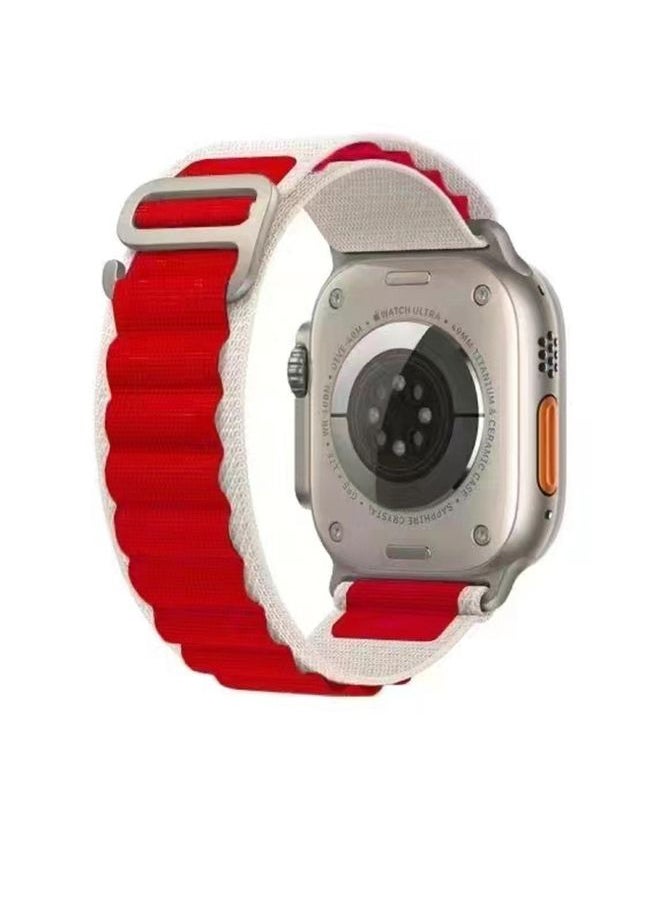 Generic - Replacement Strap Breathable Two-color Nylon Watch Band For Apple Watch Ultra 49mm / Series 8&7 45mm / SE 2&6&SE&5&4 44mm / 3&2&1 42mm Red - Image 1