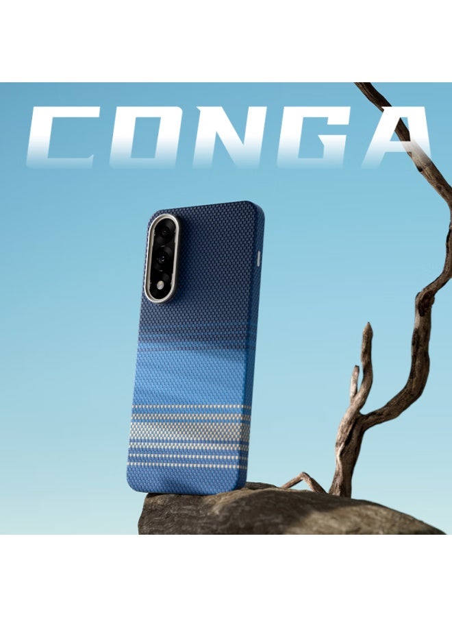 Conga Kevlar Aramid Fiber Full Protection Case For Oneplus Ace5 Supreme Edition, Ultra Thin Hard Shell Anti-Drop Heat Dissipation Morning Blue Magnetic Absorption Fine Metal Ring Fire