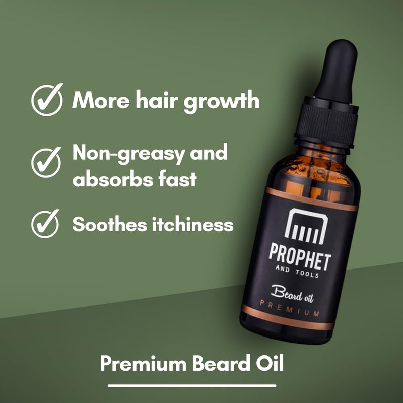Prophet and Tools Premium Unscented Beard Oil & Comb Set - Thickens and Softens Beard, Relieves Itch & Dry Skin, 100% Natural, Fast-Absorbing Formula - Perfect for Beard Growth & Grooming - 1 oz - Image 2