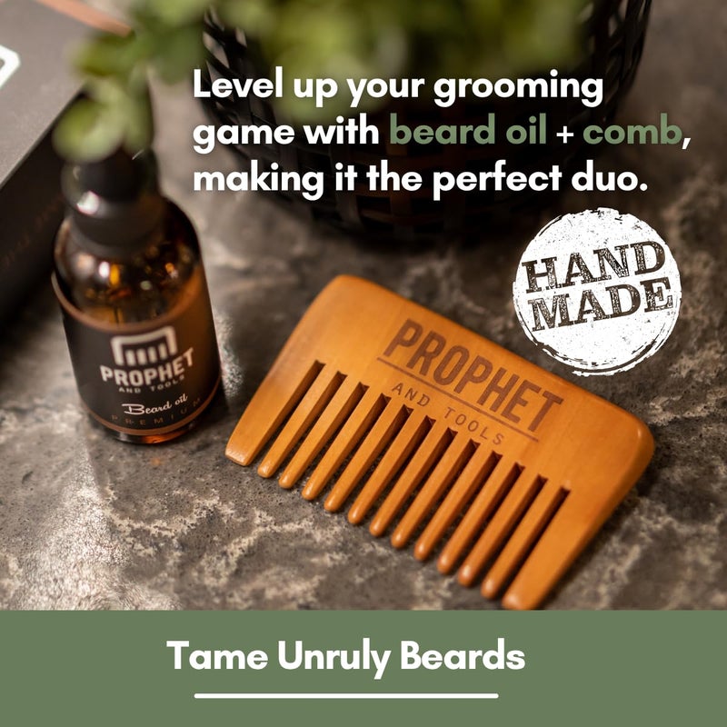 Prophet and Tools Premium Unscented Beard Oil & Comb Set - Thickens and Softens Beard, Relieves Itch & Dry Skin, 100% Natural, Fast-Absorbing Formula - Perfect for Beard Growth & Grooming - 1 oz - Image 5