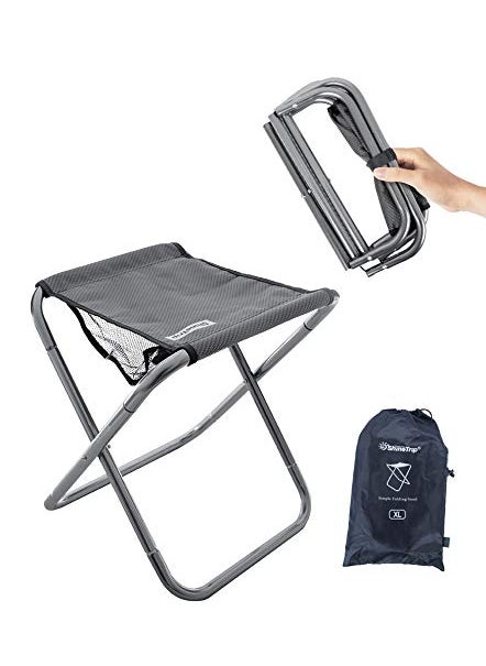 LFSEMINI LFSEMINI Camping Stool 16in Tall Large Size Folding Stool with Carry Bag Aluminum Alloy Bracket 15lbs Lightweight Load Capacity to 300lbs for Travel Hiking BBQ Fishing BeachGrey 